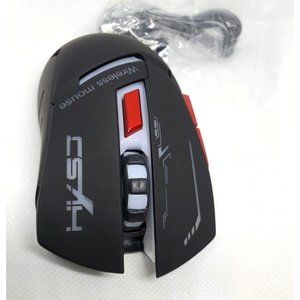HYSO 6D Optical Blue LED Black Red Button 1300mAh Rechargeable Wireless Mouse